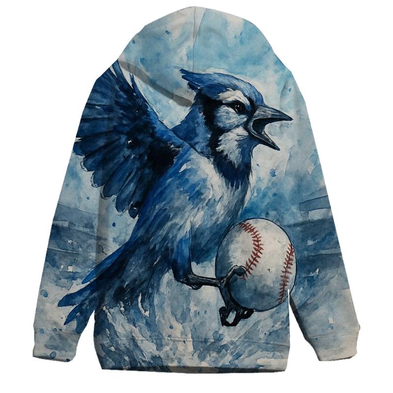 Rising Wings Over Winter Diamond Blue Jays graphic hoodies