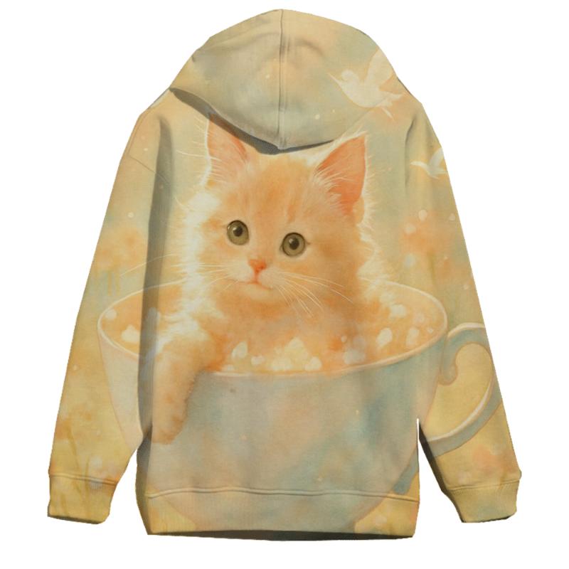 Sunrise Blossom Bath Cat printed hoodies
