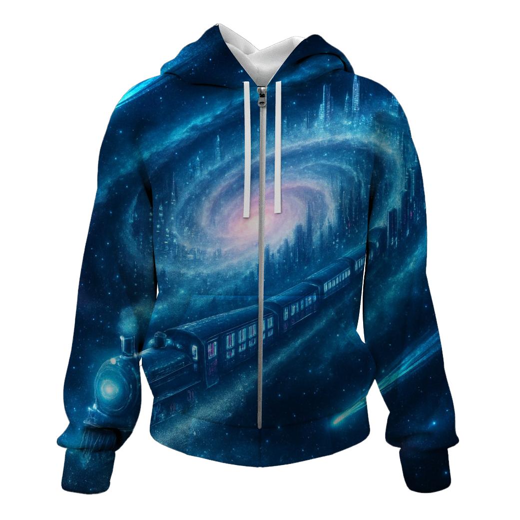 Celestial Train Through The Spiral City premium hoodies
