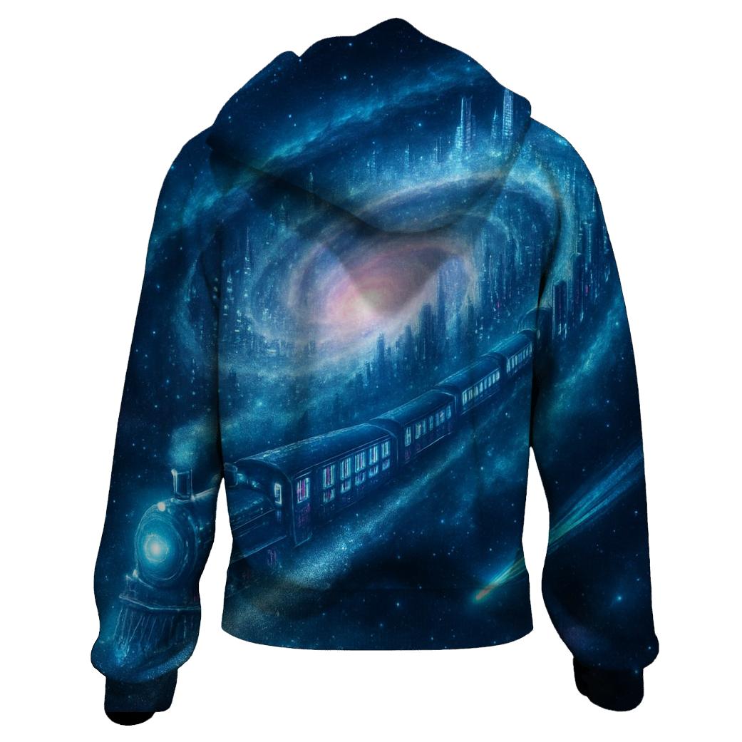 Celestial Train Through The Spiral City premium hoodies