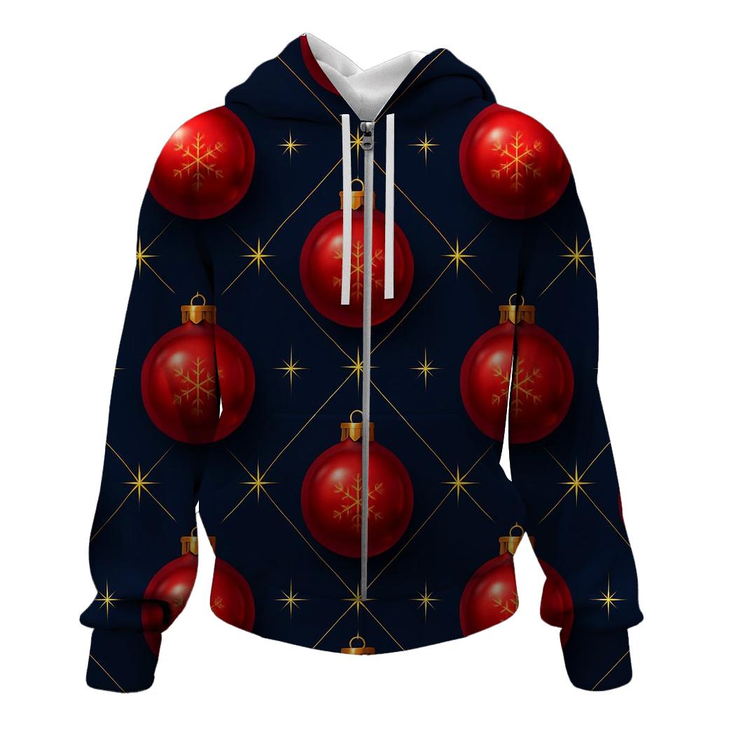 Crimson Ornament Lattice On Midnight Sky zip-up hoodies