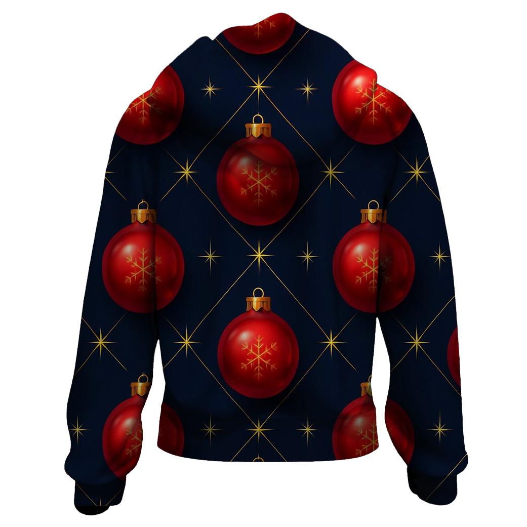 Crimson Ornament Lattice On Midnight Sky zip-up hoodies