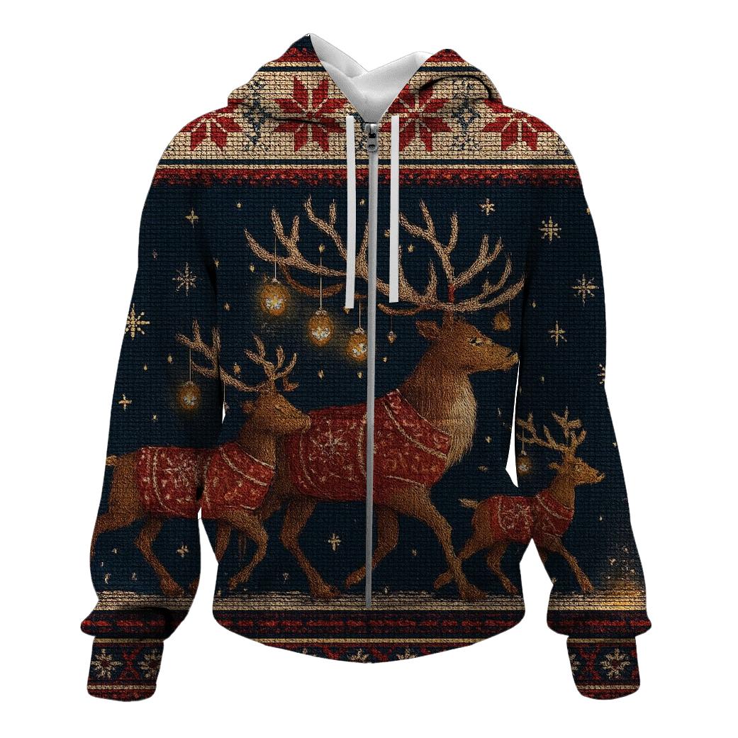 Nordic Night Reindeer Parade designer hoodies