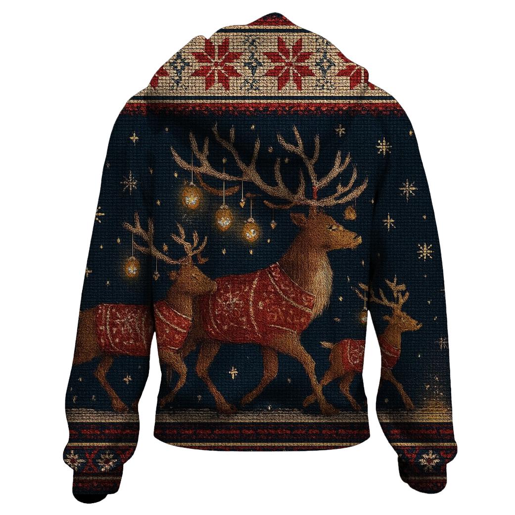Nordic Night Reindeer Parade designer hoodies