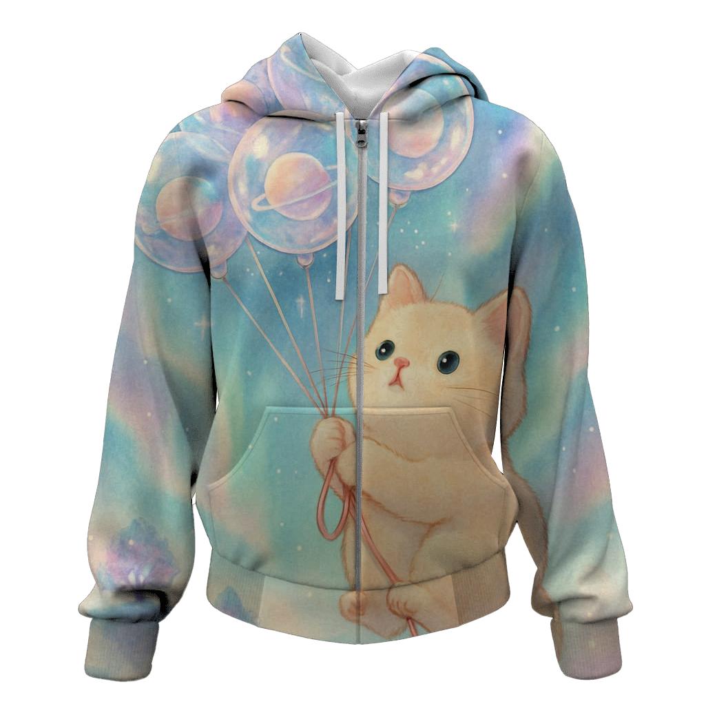 Aurora Balloon Cat Voyage hoodies fashion