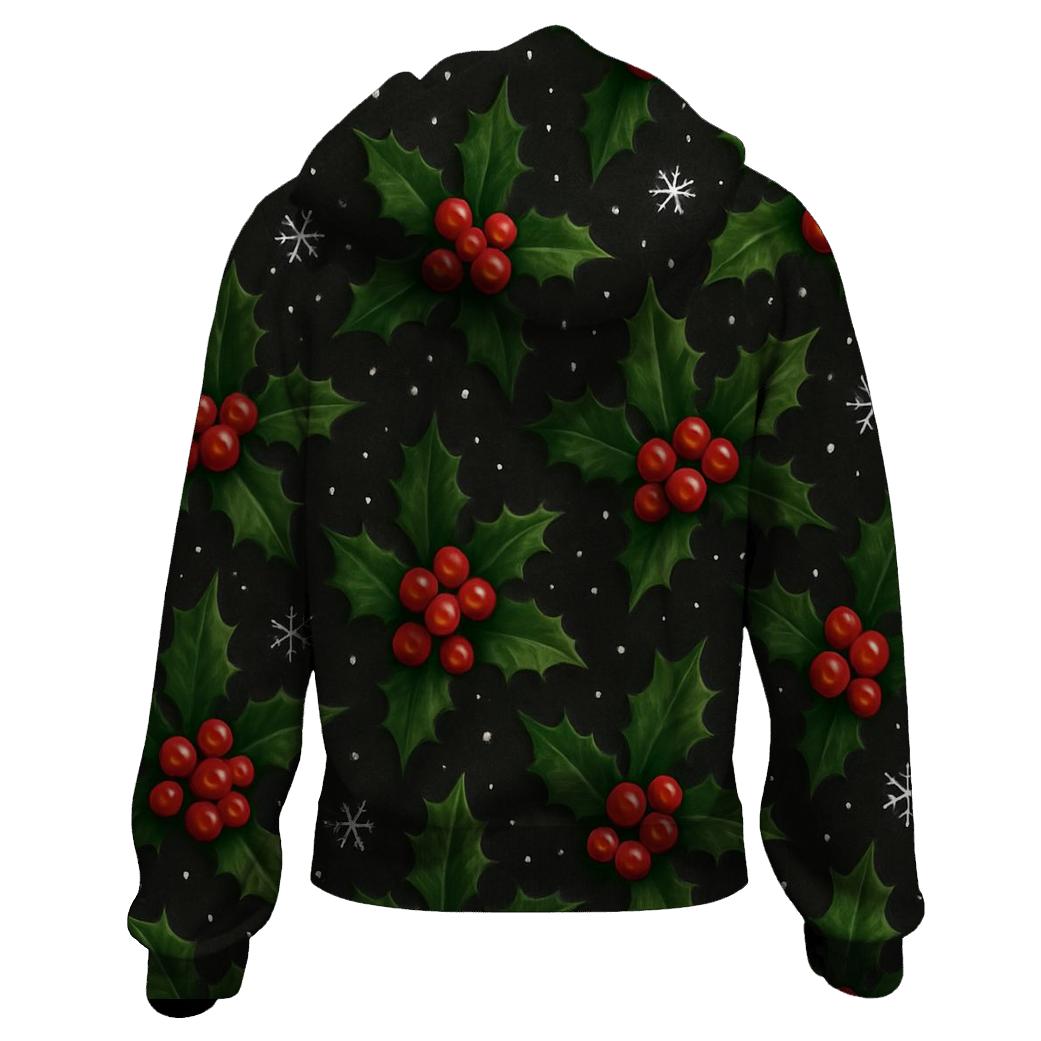Emerald Holly Snow Scatter On Charcoal hoodie designs