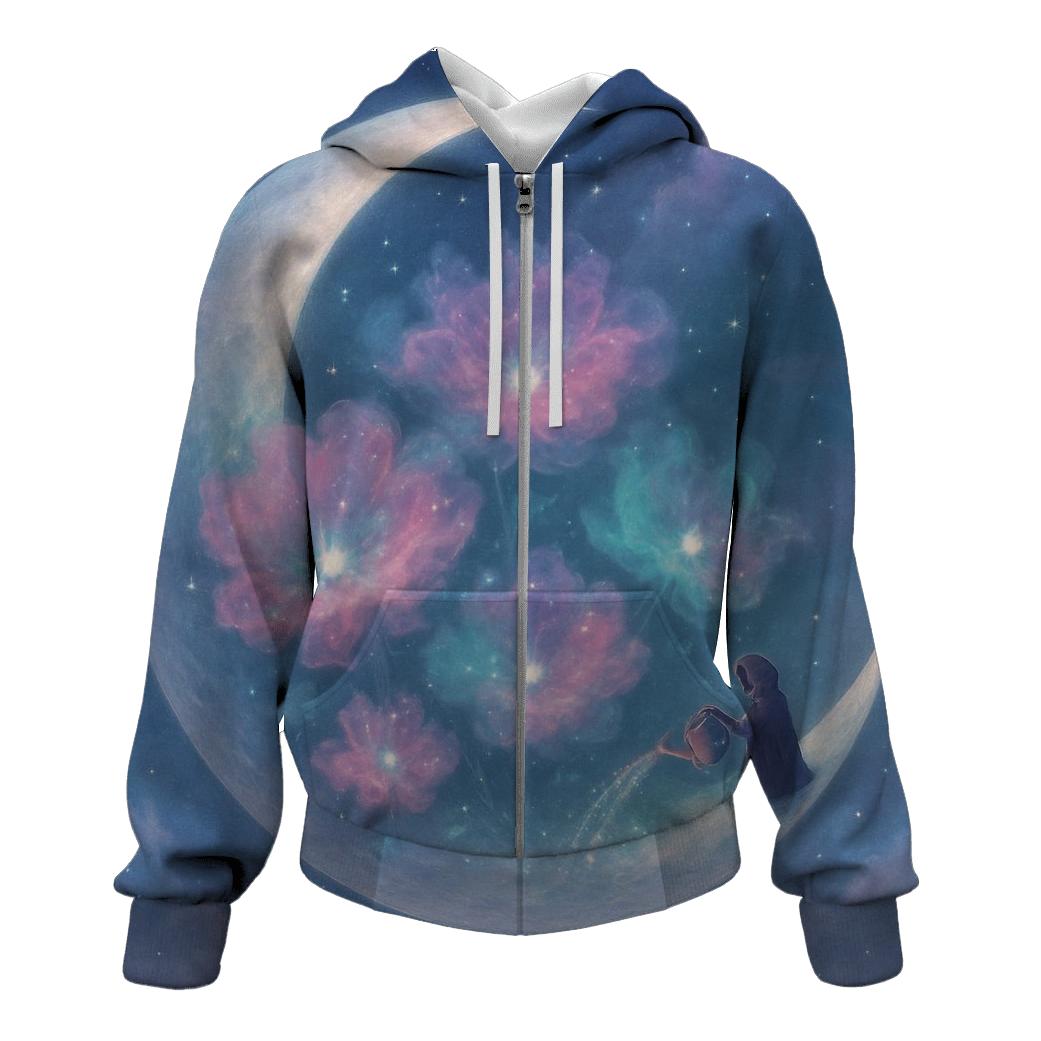 Nebula Garden On The Sleeping Moon zip-up hoodies