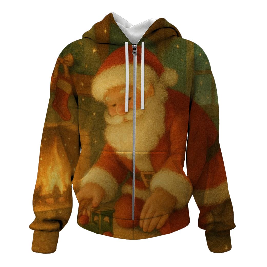Cozy Storybook Santa Hearth hoodie styles
