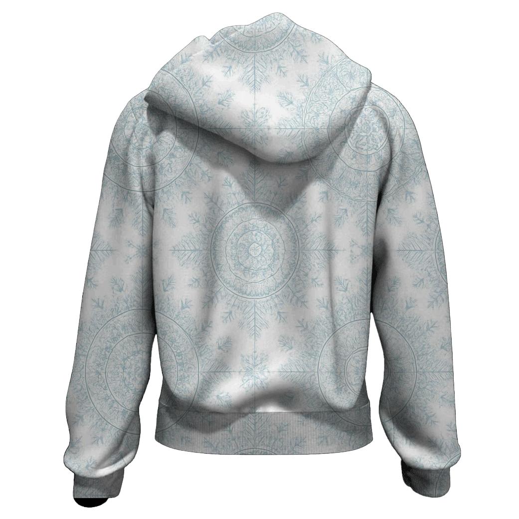 Snowflake Mandala Burst On Icy White lightweight hoodies