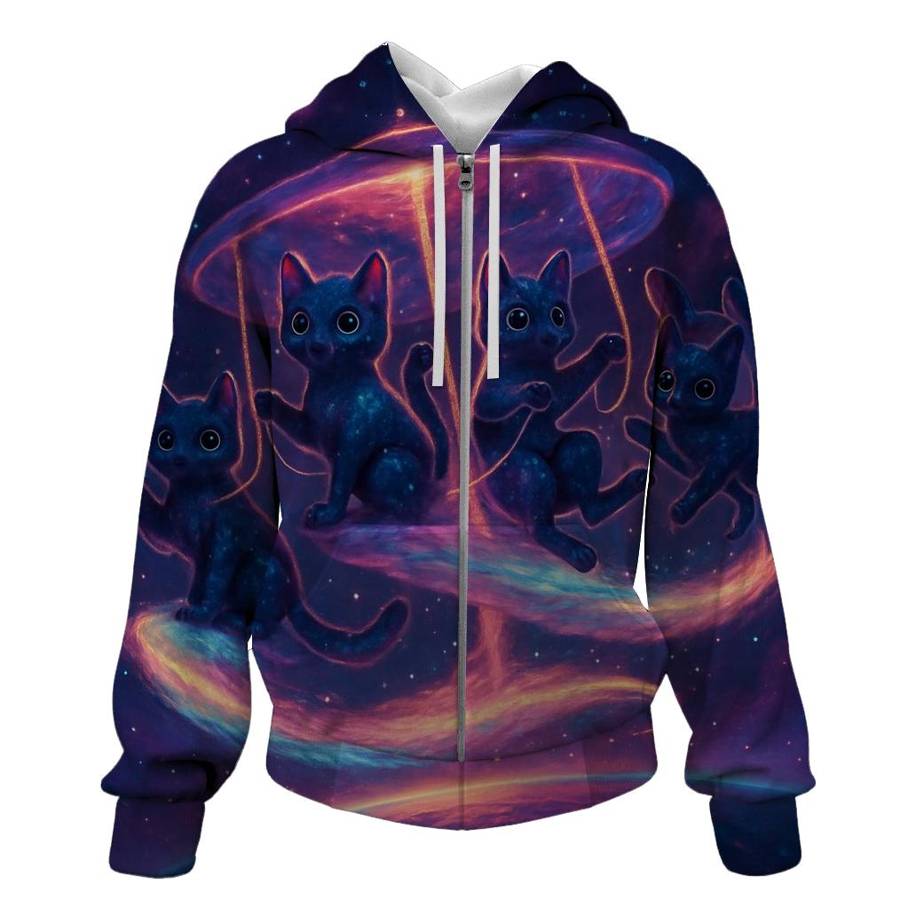 Nebula Carousel Cats printed hoodies