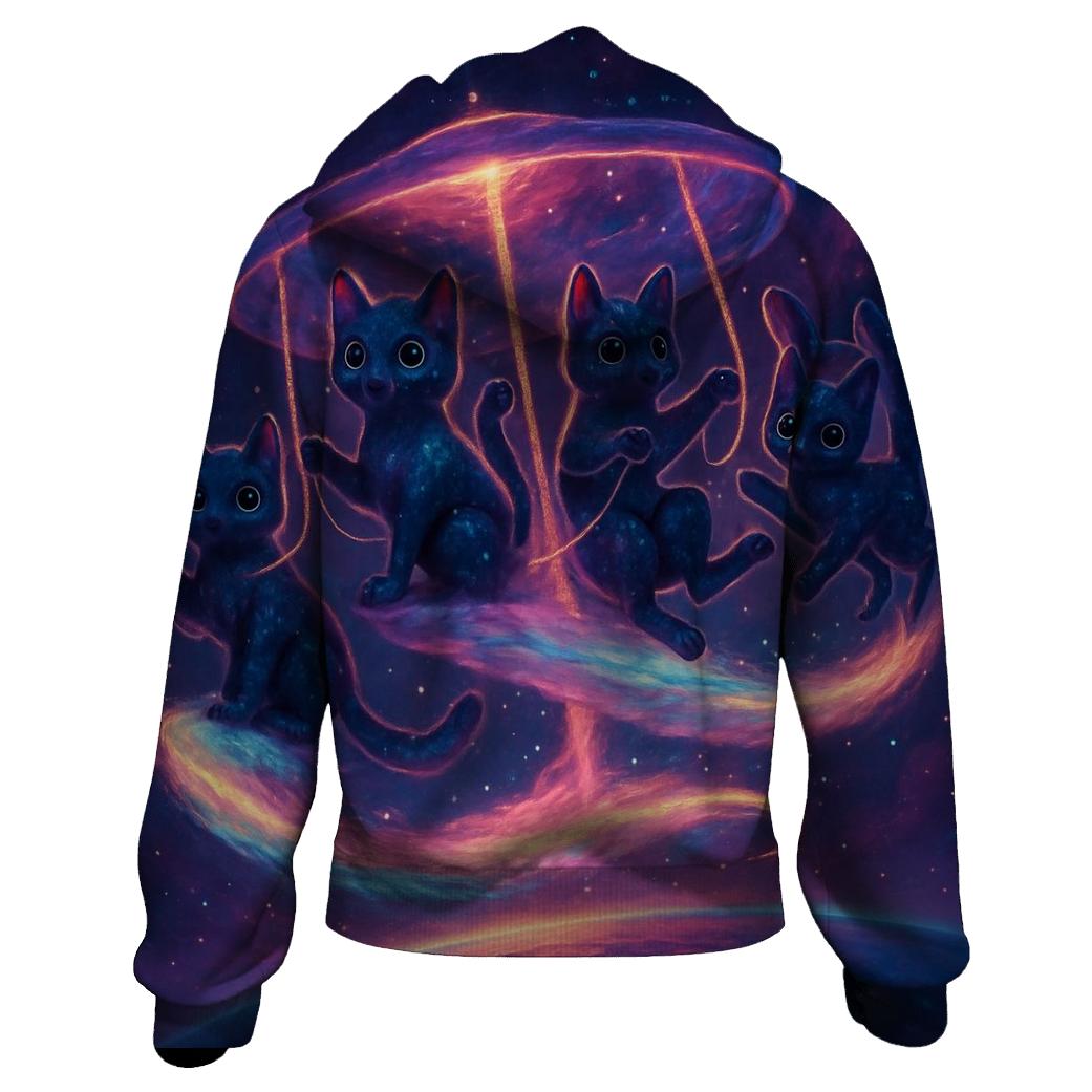 Nebula Carousel Cats printed hoodies