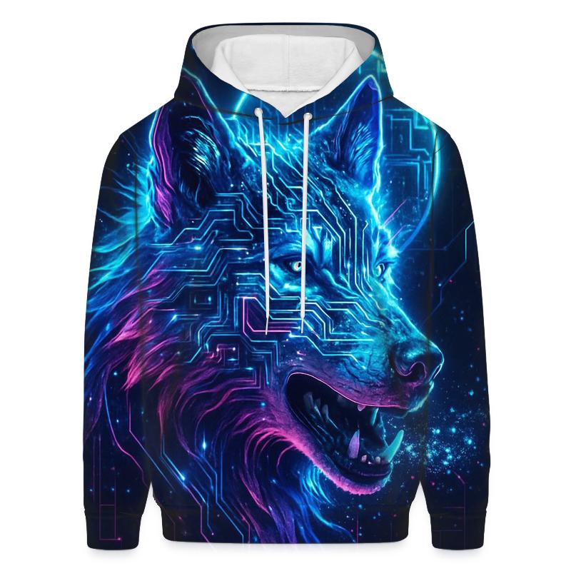 Lunar Circuit Wolf embroidered hoodies