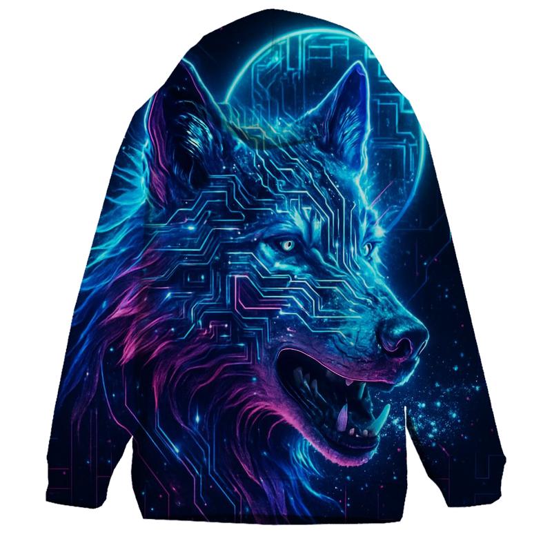 Lunar Circuit Wolf embroidered hoodies
