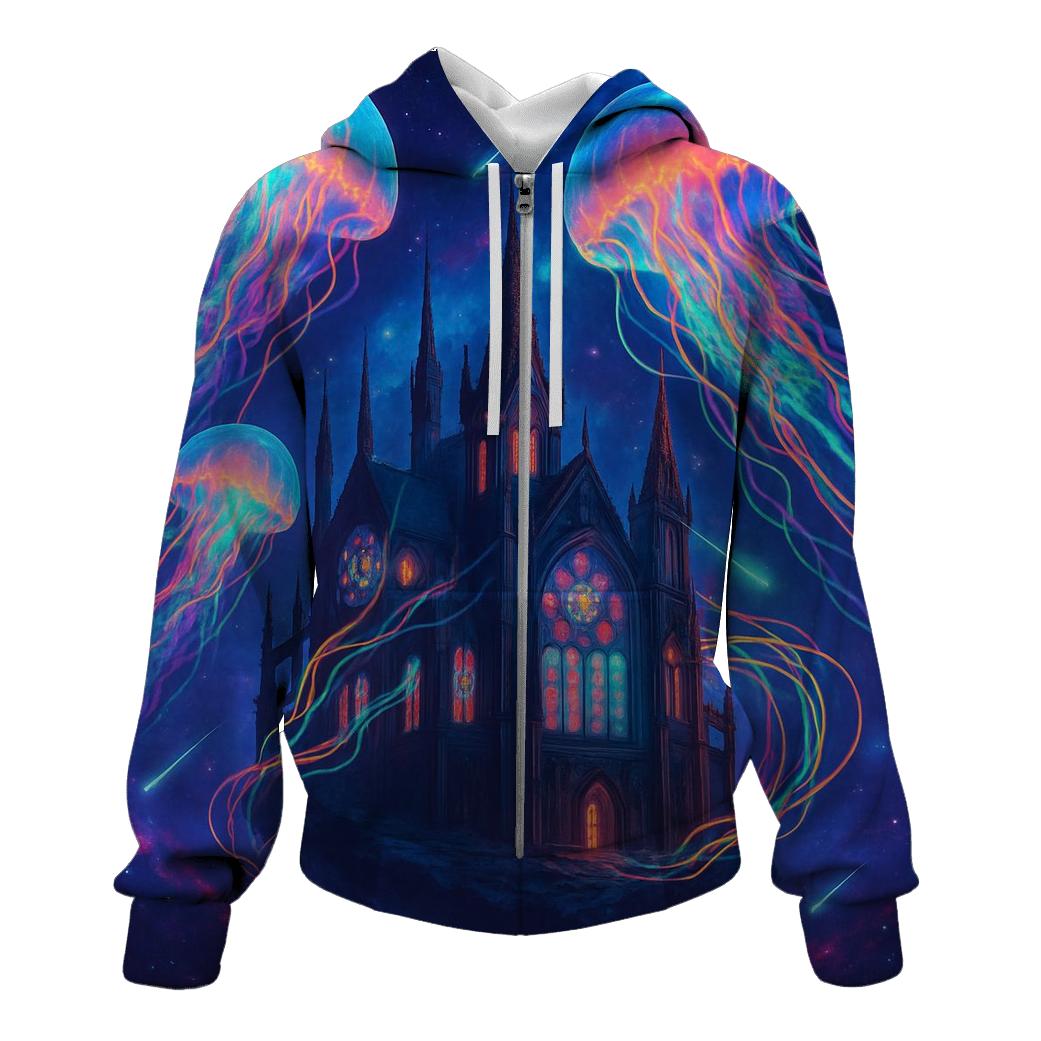 Orbiting Jellyfish Cathedral designer hoodies