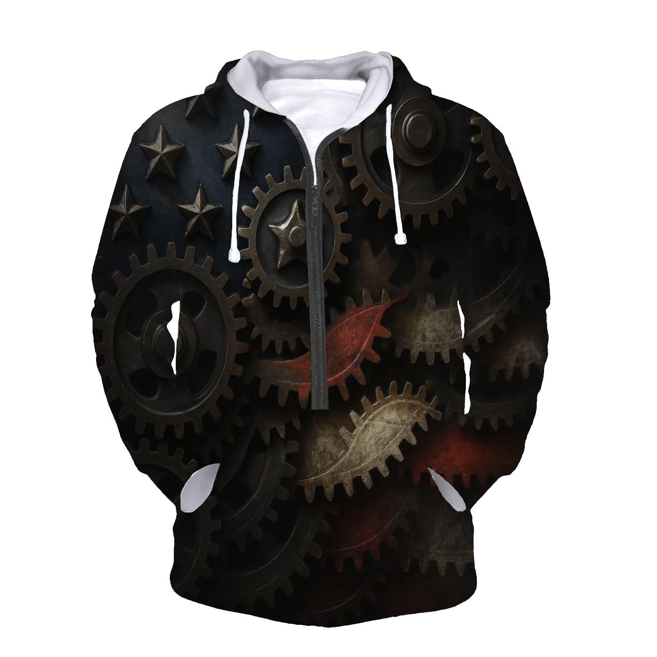 Industrial Gears And Stripes hoodies fashion
