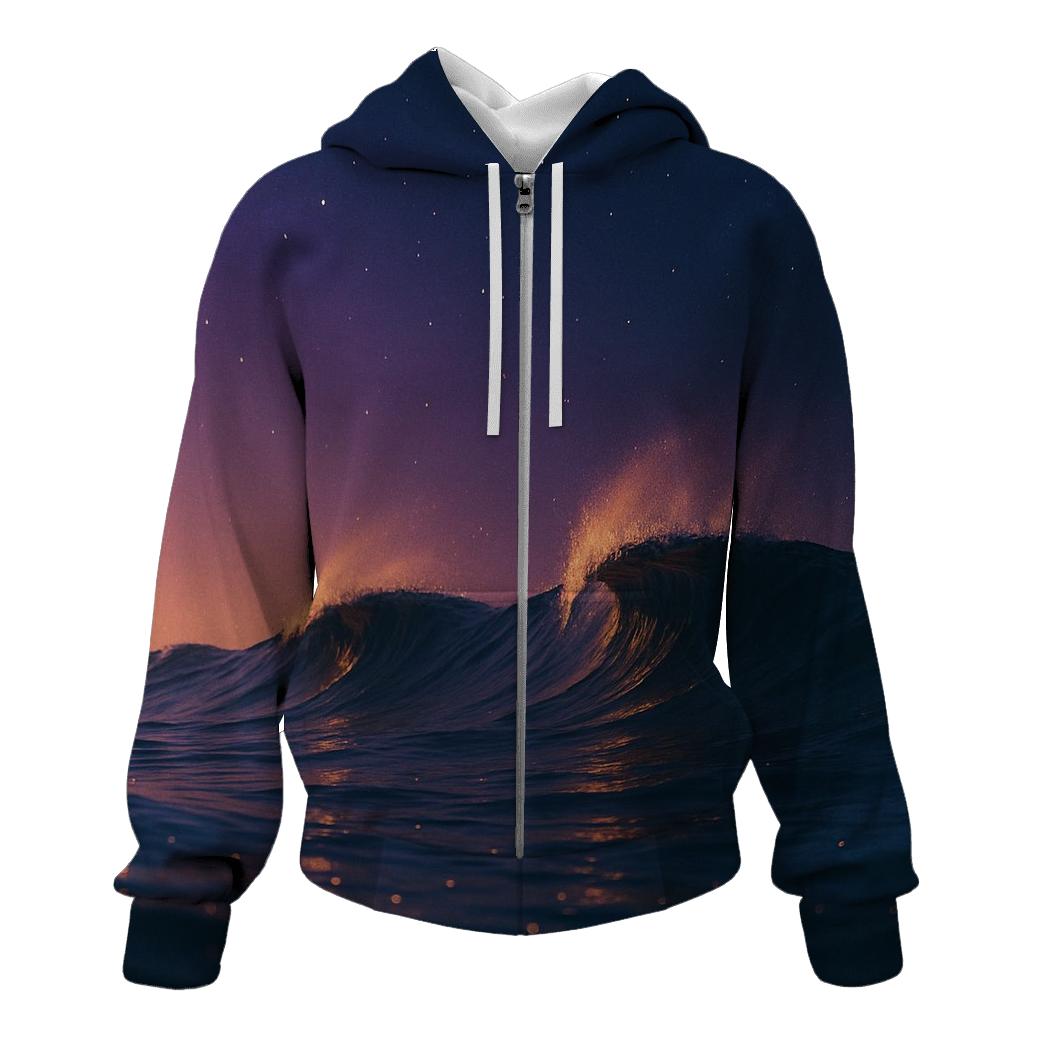 Twilight Waves And Starlit Surf zip-up hoodies