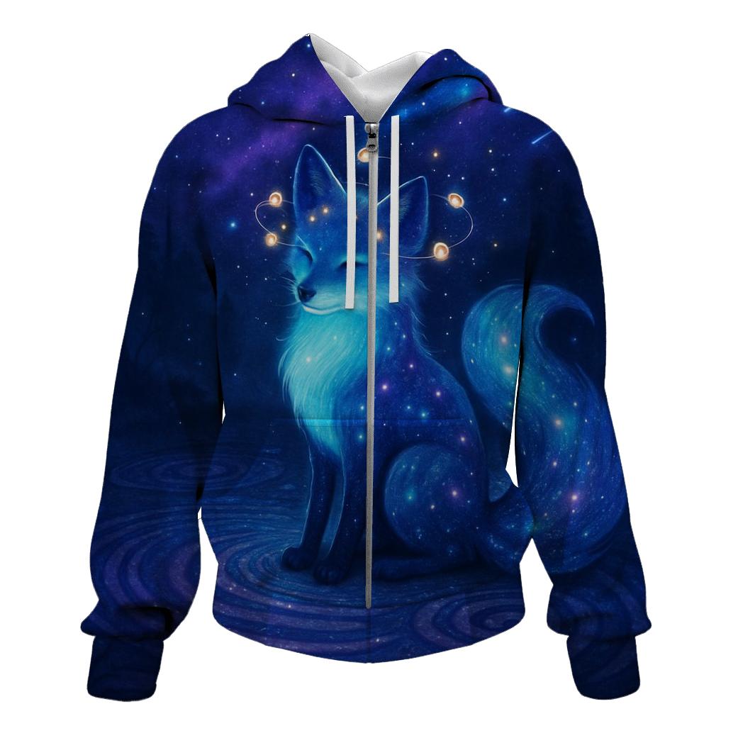 Stargazer Fox In The Spiral Clearing embroidered hoodies