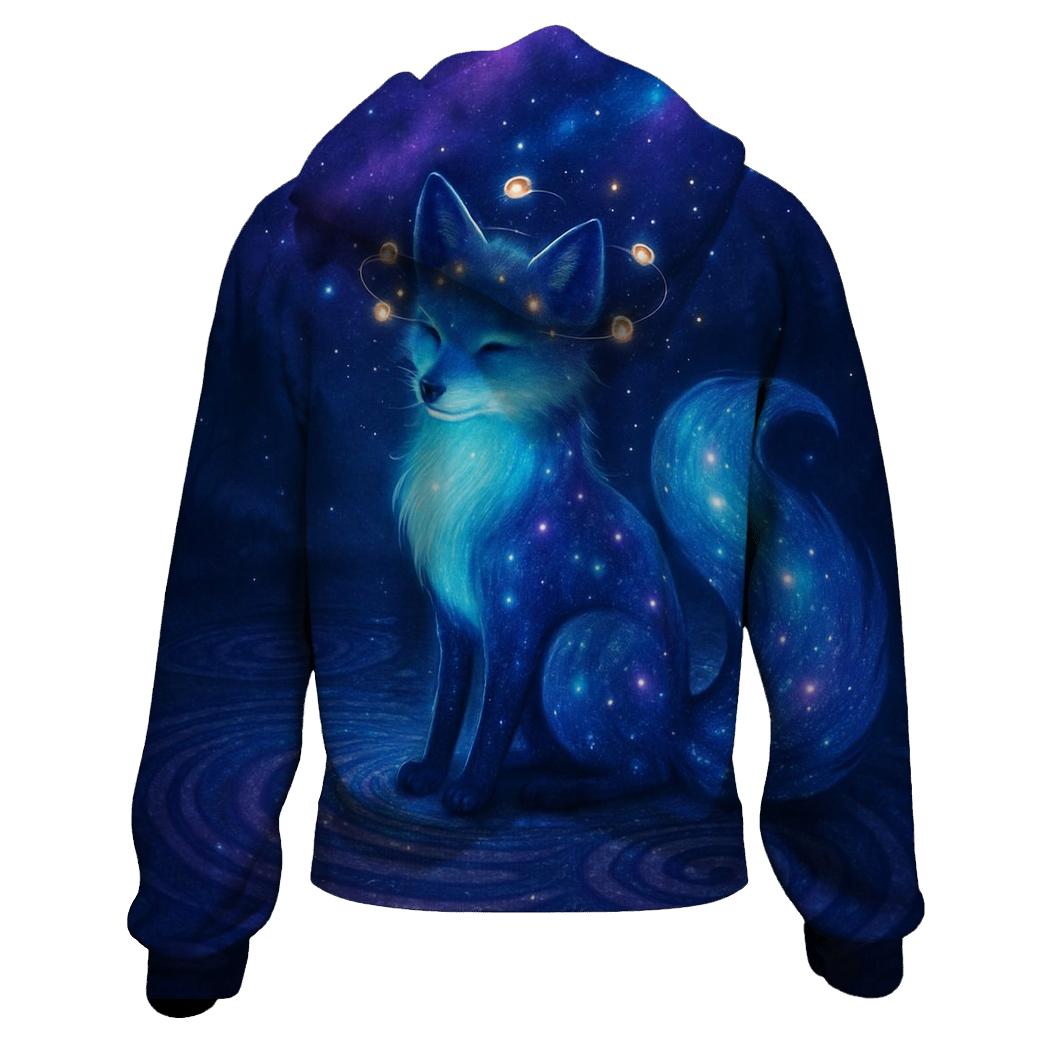 Stargazer Fox In The Spiral Clearing embroidered hoodies