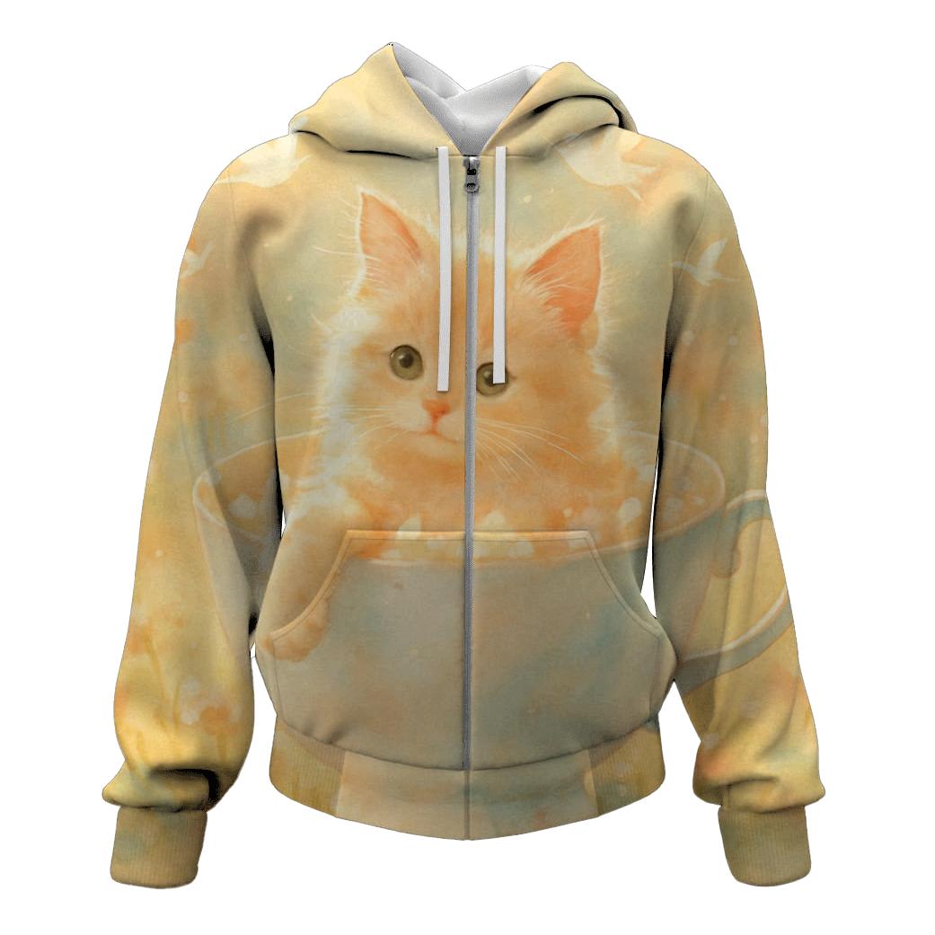 Sunrise Blossom Bath Cat pullover hoodies