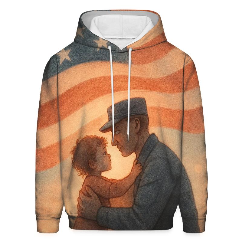 Homecoming Embrace Under Flag Sky hoodies fashion