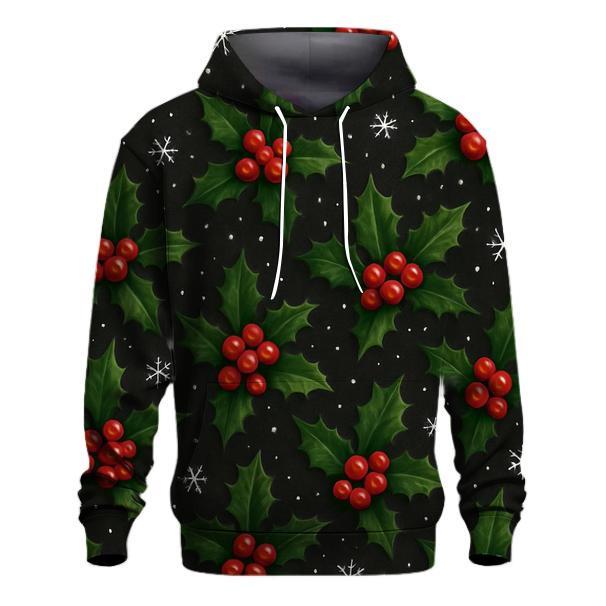 Emerald Holly Snow Scatter On Charcoal lightweight hoodies
