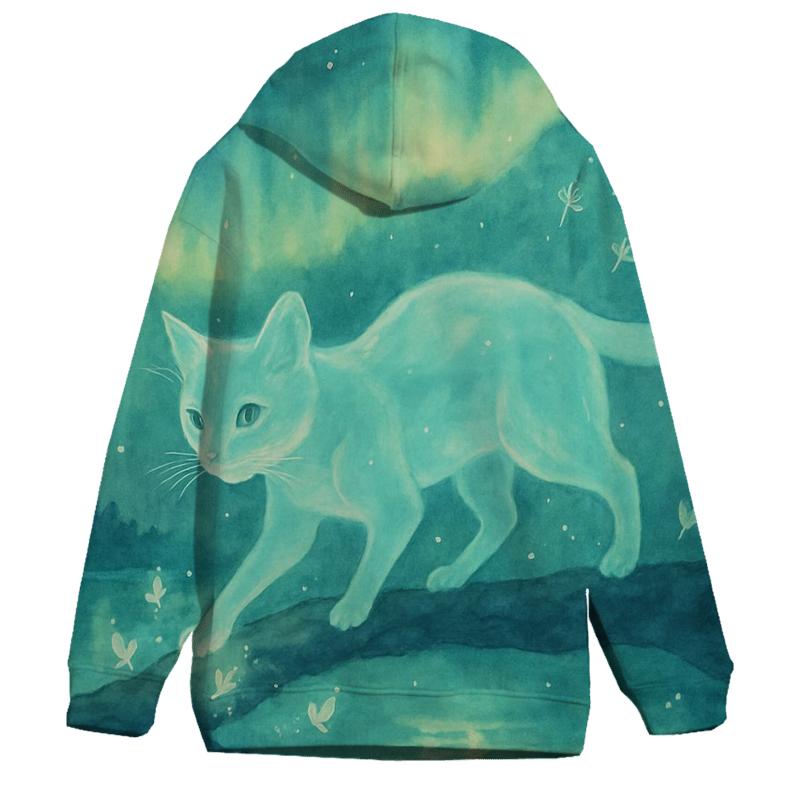 Aurora Forest Spirit Cat hoodies fashion