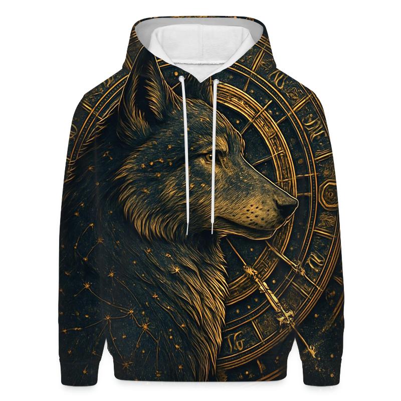 Celestial Clock Wolf lightweight hoodies