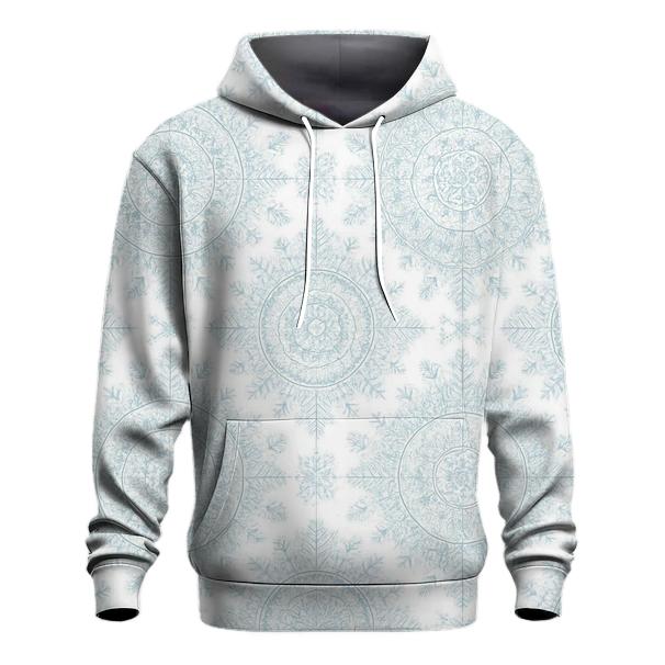 Snowflake Mandala Burst On Icy White custom hoodies