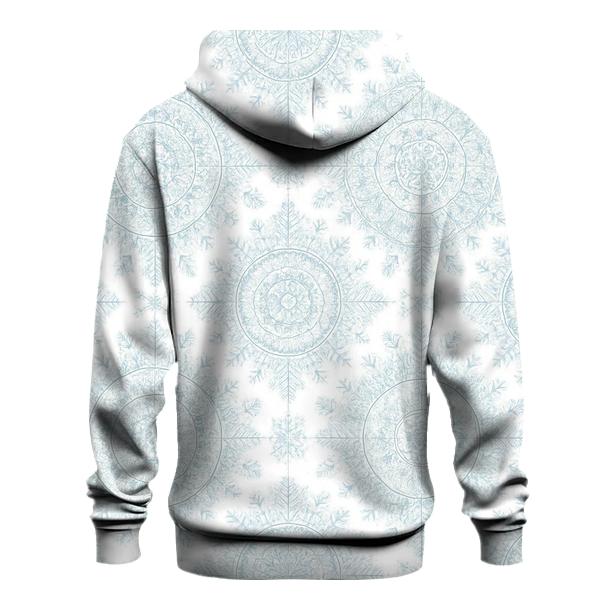 Snowflake Mandala Burst On Icy White custom hoodies