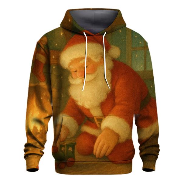 Cozy Storybook Santa Hearth premium hoodies