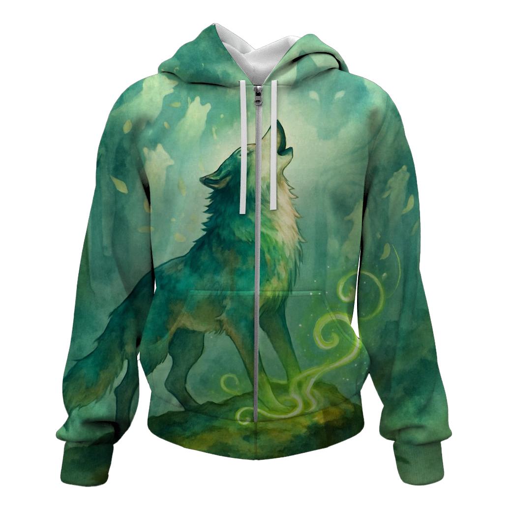 Forest Spirit Howl zip-up hoodies