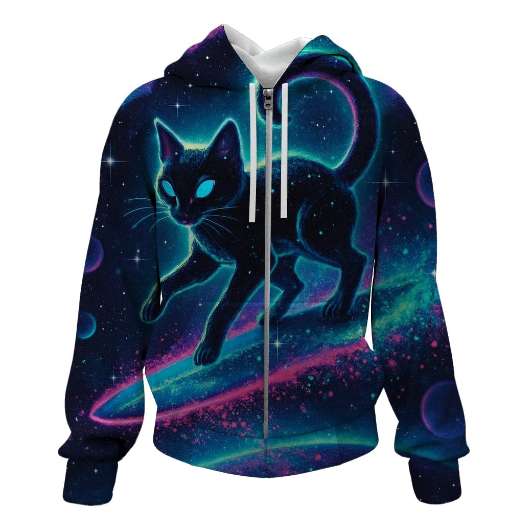 Cosmic Tide Surfing Cat hoodies fashion