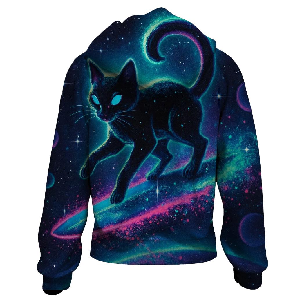 Cosmic Tide Surfing Cat hoodies fashion