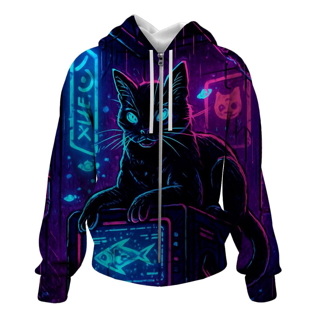 Neon Alley Hacker Cat custom hoodies