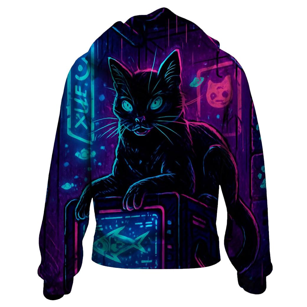 Neon Alley Hacker Cat custom hoodies