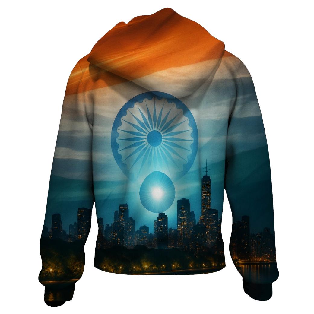Indian_flag_double_exposure_city_skyline designer hoodies