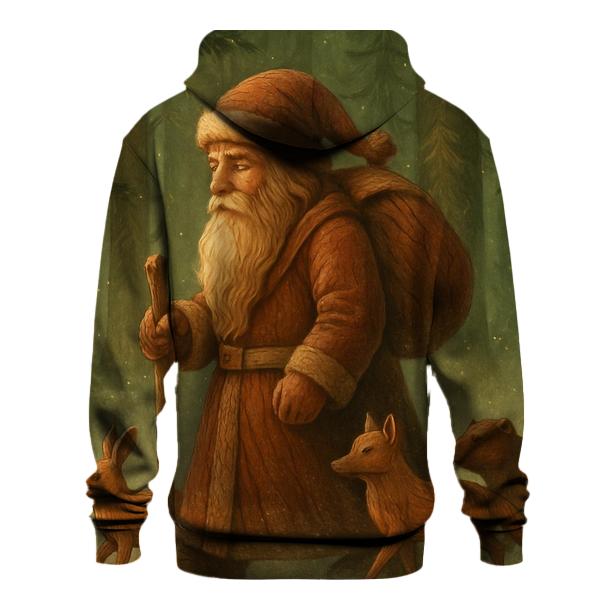 Vintage Woodcarved Santa Forest Procession zip-up hoodies