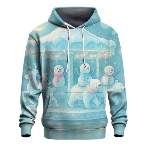 Snowman Carousel On The Frozen Lake hoodie designs