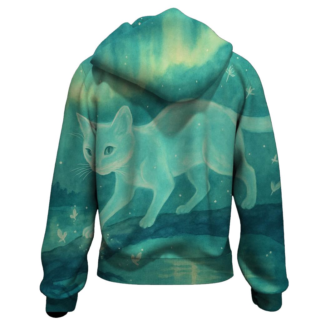 Aurora Forest Spirit Cat hoodie styles