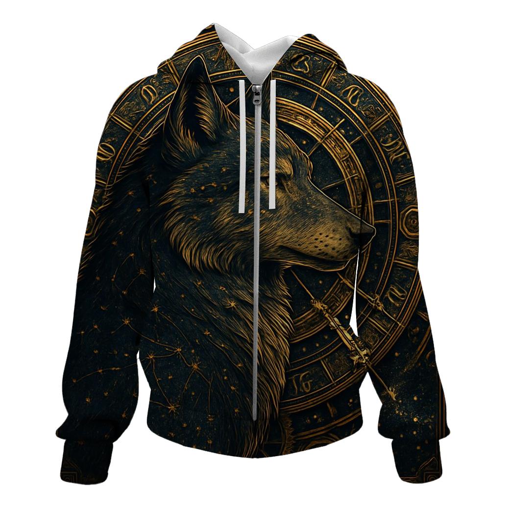 Celestial Clock Wolf custom hoodies