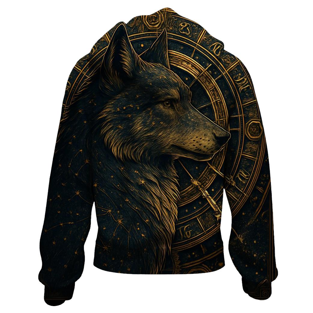 Celestial Clock Wolf custom hoodies
