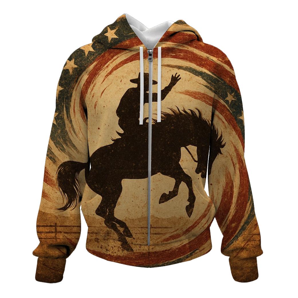 Vintage Rodeo Flag Whirlwind graphic hoodies