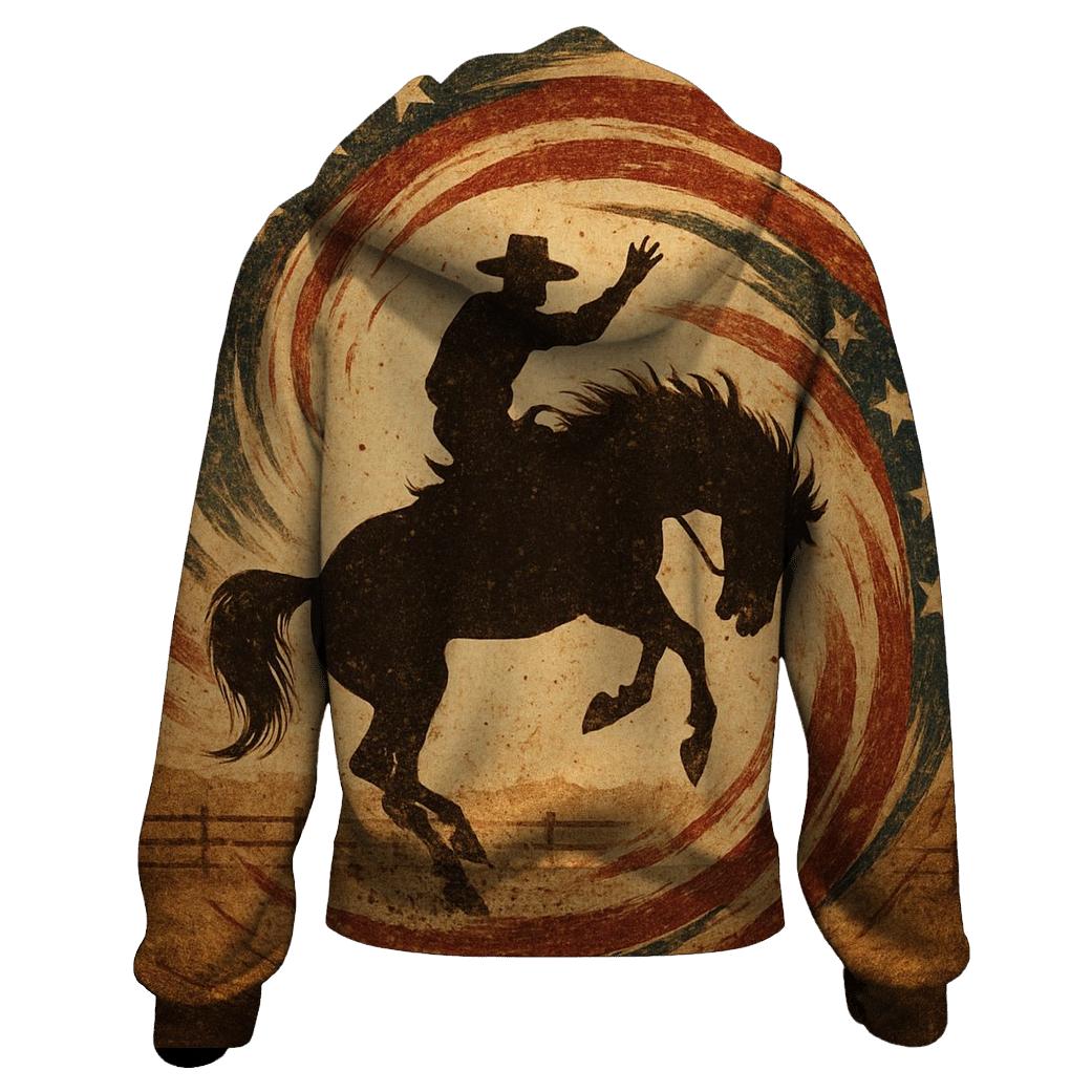 Vintage Rodeo Flag Whirlwind graphic hoodies