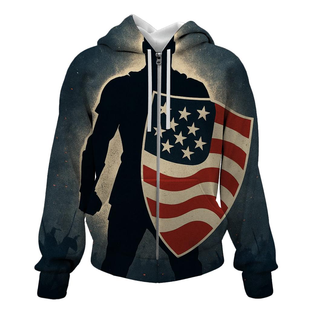 Liberty Shield Warrior Silhouette hoodie styles
