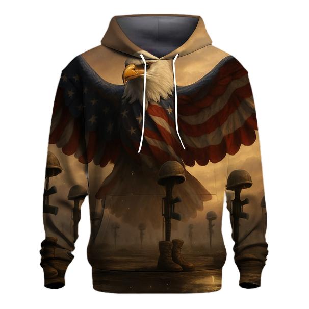 Guardian Eagle Over Silent Battlefield Flag premium hoodies