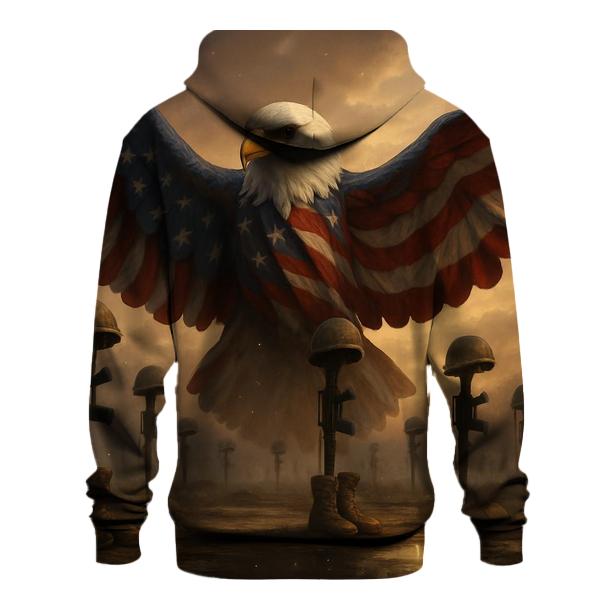 Guardian Eagle Over Silent Battlefield Flag premium hoodies