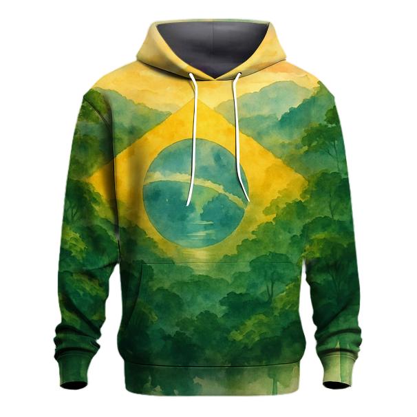 Brazilian_flag_watercolor_rainforest_spirit hoodie trends