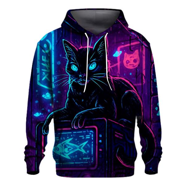 Neon Alley Hacker Cat zip-up hoodies