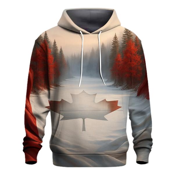 Canadian_flag_snow_reflection_lakescape designer hoodies