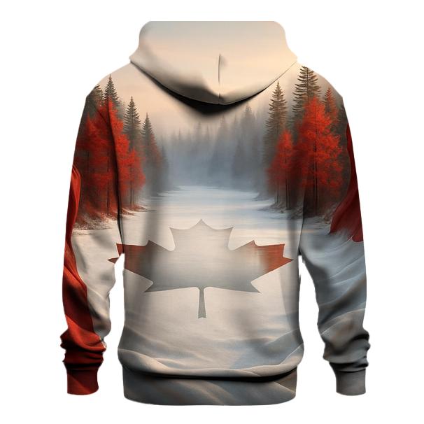 Canadian_flag_snow_reflection_lakescape designer hoodies